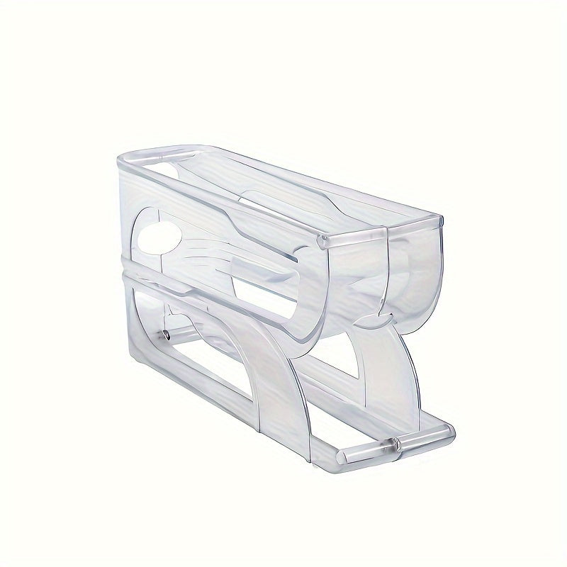 3-Tier Sliding Egg Holder – Clear Plastic, Space-Saving Refrigerator Storage Rack with Automatic Rolling Feature