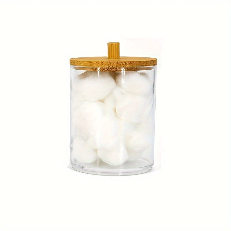 Clear Acrylic Makeup Organizer – 1/2/3pcs Cosmetic Storage Box with Swab Holder & Makeup Pads Jar for Home Organization