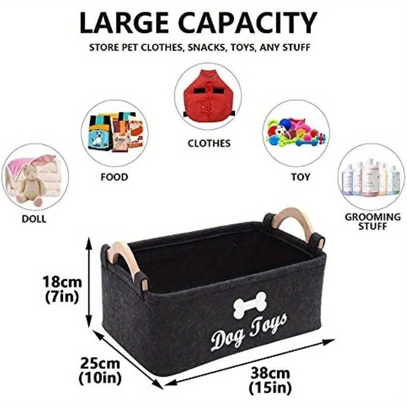 Cozy Felt Pet Toy Storage Box – Organize Toys, Blankets, Leashes & Food