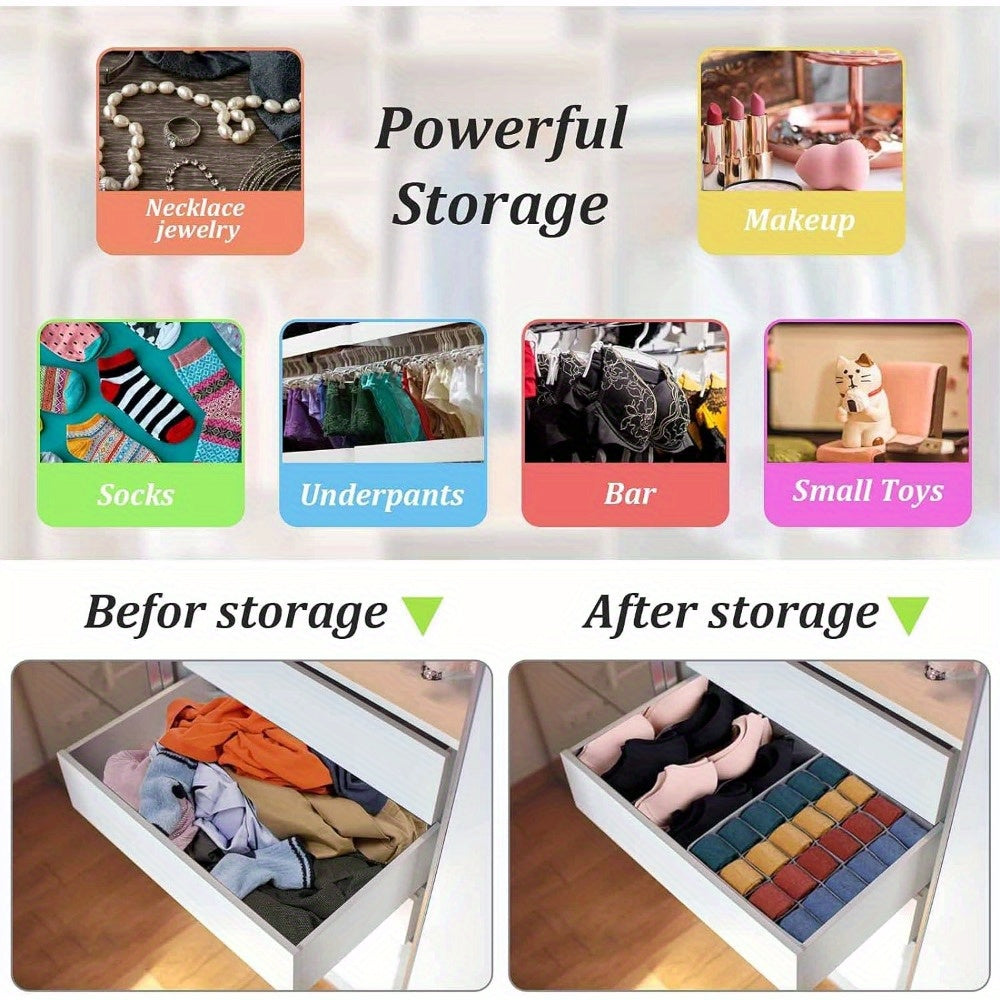 3pcs Fabric Drawer Organizers – Foldable Storage Dividers for Clothes, Underwear, Socks, Bras