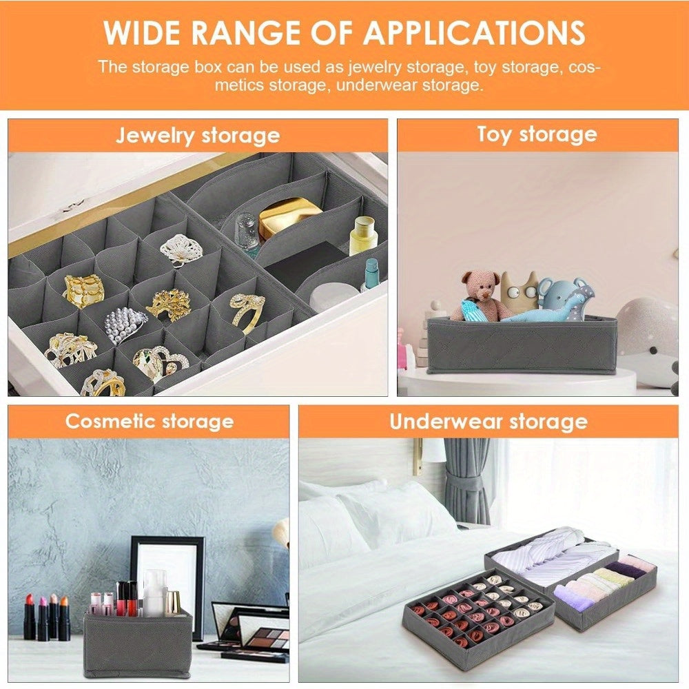 3pcs Fabric Drawer Organizers – Foldable Storage Dividers for Clothes, Underwear, Socks, Bras