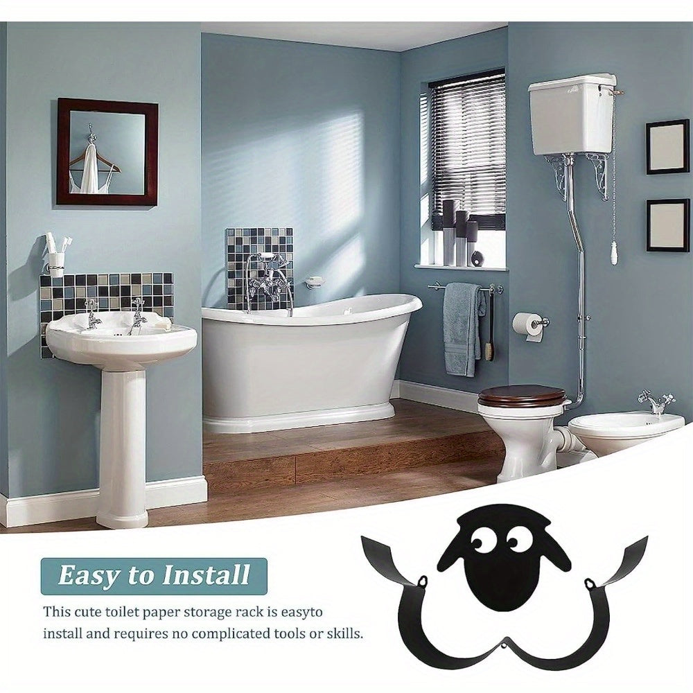 Sheep Toilet Roll Holder, Black Toilet Roll Holder Wall Mounted for Bathroom Metal Toilet Roll Storage Holds Up To 7 Rolls Toilet Paper Holder