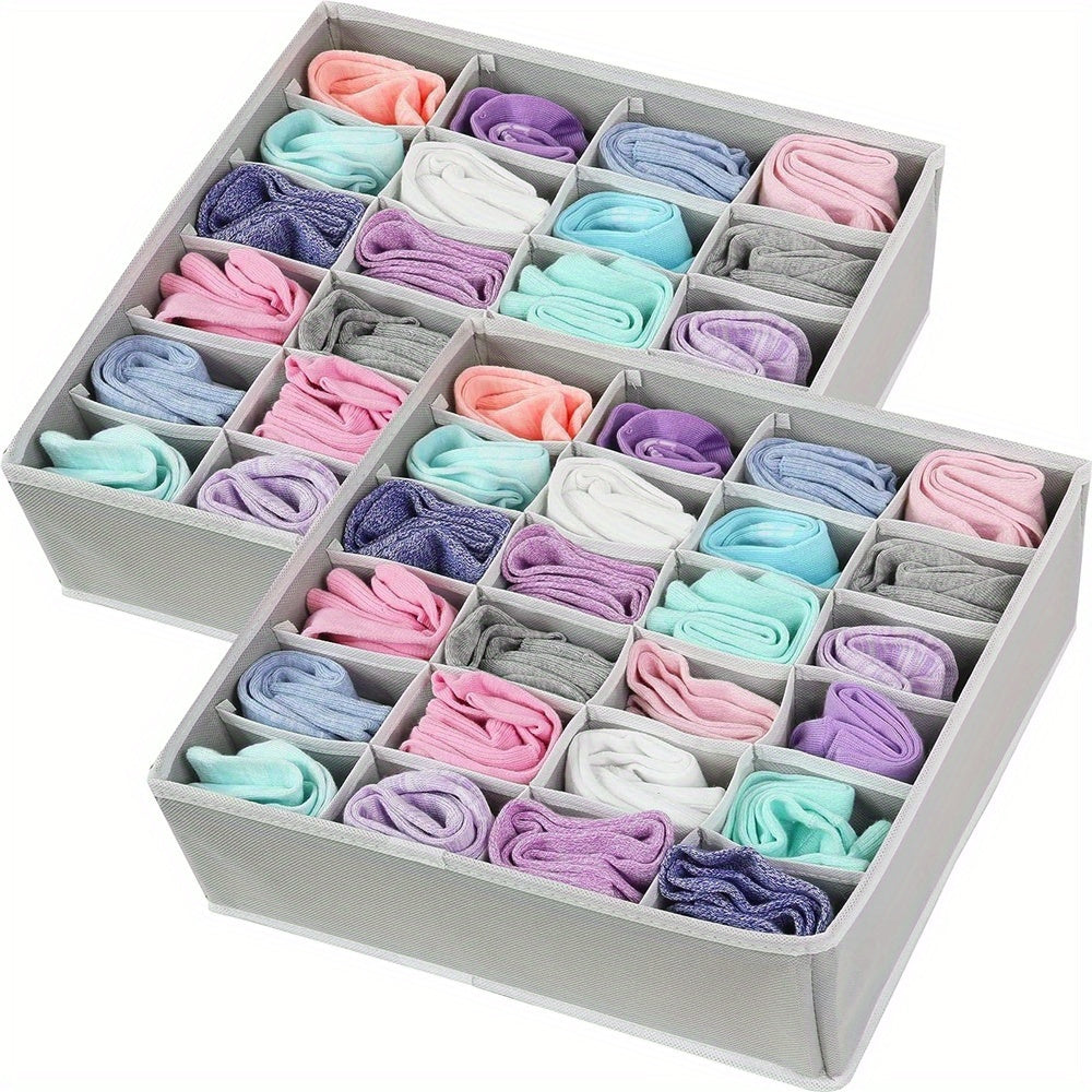 Collapsible 24-Grid Sock & Underwear Drawer Organizer – Space-Saving Foldable Storage Box for Socks, Ties, Belts & Accessories