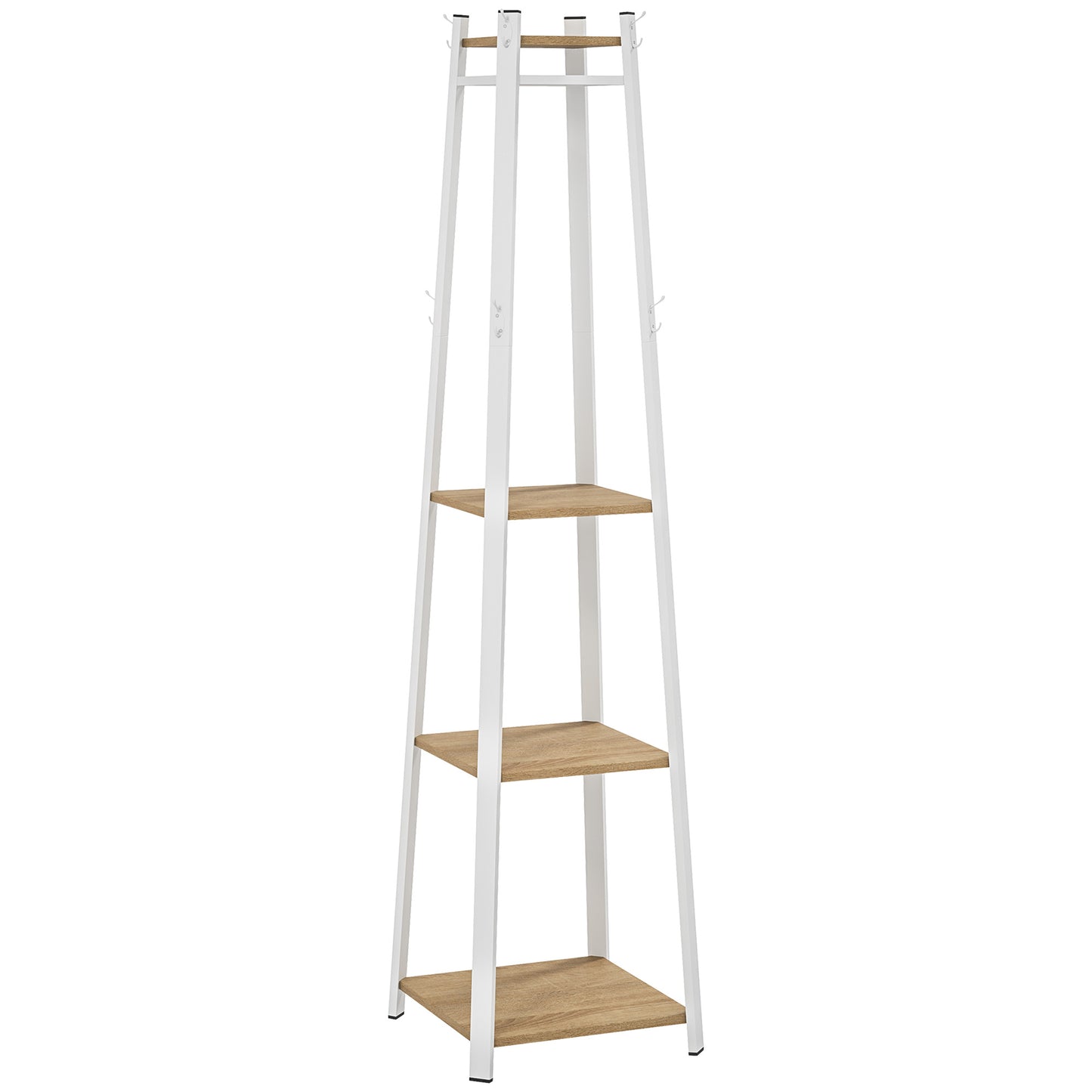Compact Freestanding Coat Rack- White/Oak
