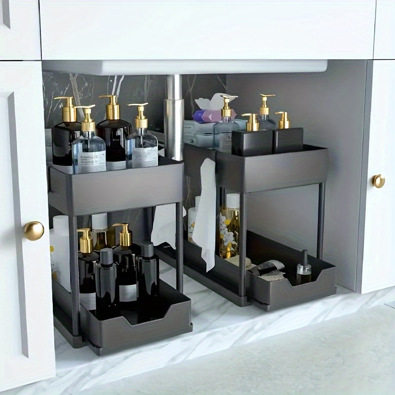 2-Tier Pull-Out Under-Sink Organizer – Space-Saving Kitchen & Bathroom Storage Rack