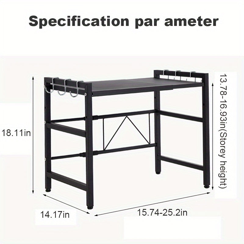 Extendable Microwave Oven Rack Adjustable Heavy Duty Kitchen Stand Storage Shelf
