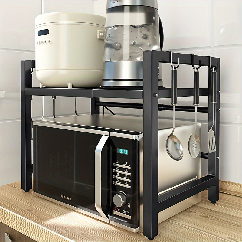 Extendable Microwave Oven Rack Adjustable Heavy Duty Kitchen Stand Storage Shelf