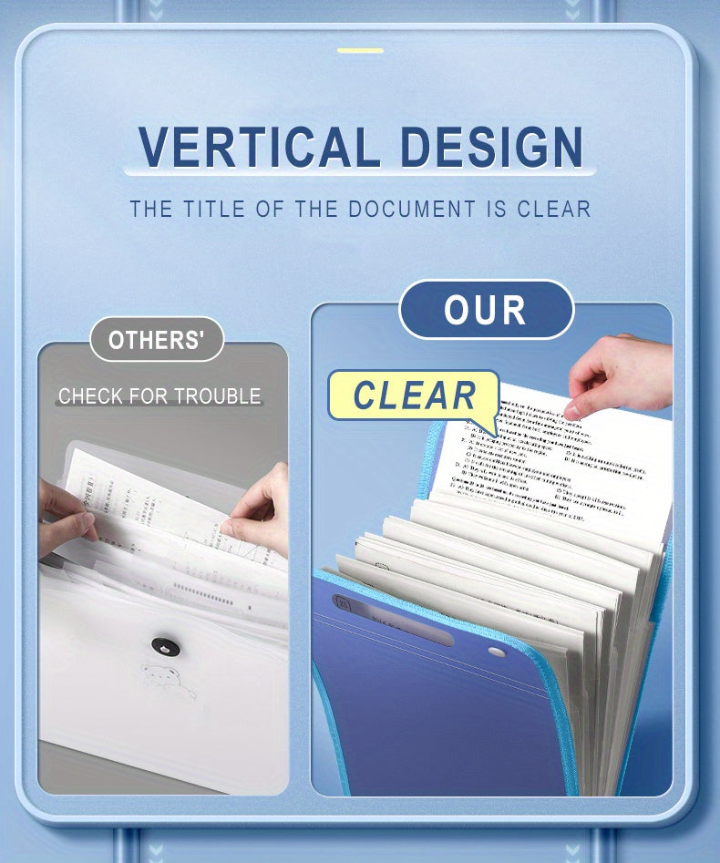 A4 Portable 13-Grid Expanding File Folder – Translucent Document Organizer Bag