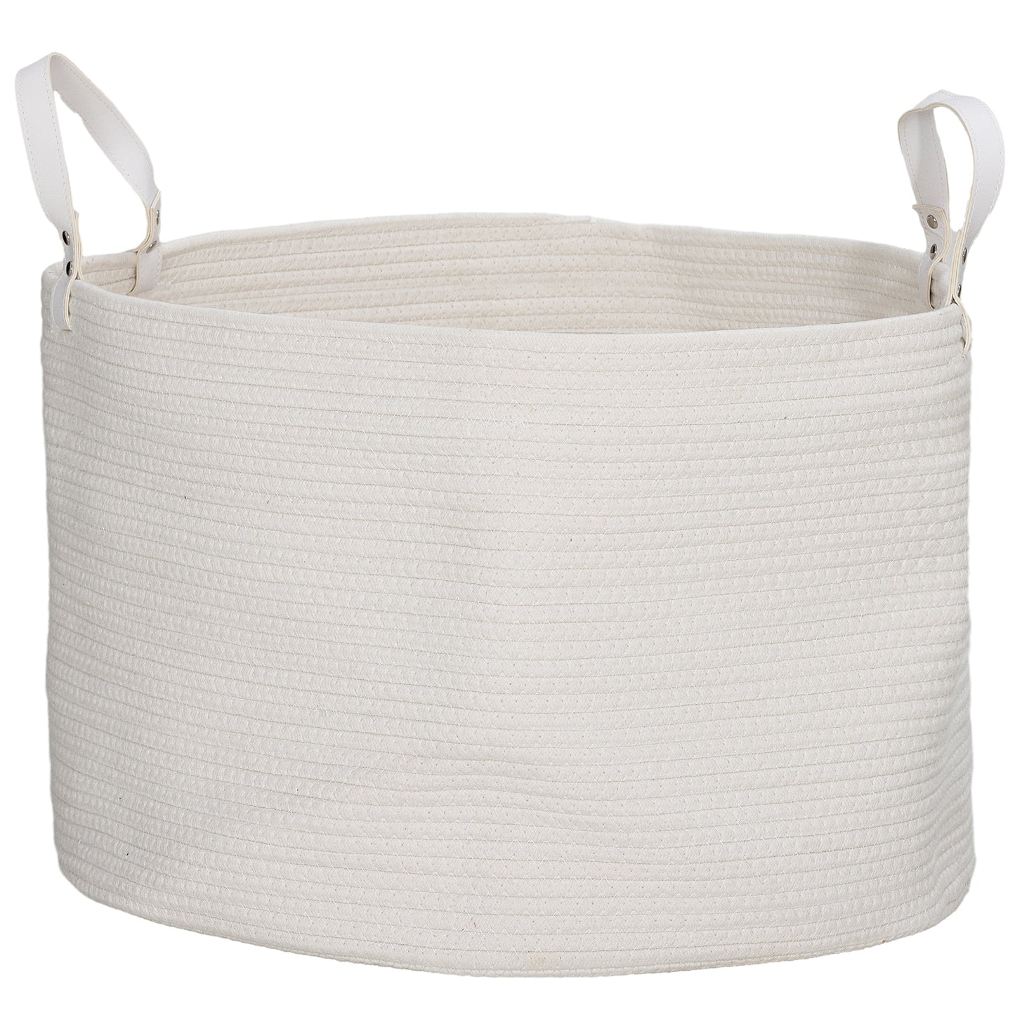 88L Cotton Rope Laundry Basket, with Handles- Cream White