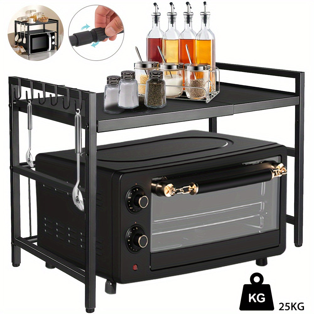 Extendable Microwave Oven Rack Adjustable Heavy Duty Kitchen Stand Storage Shelf