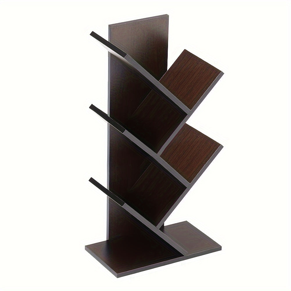 Desktop Wooden Multi-Layer Tree Bookshelf – Vertical Desk Organizer and Space-Saving Display Shelf