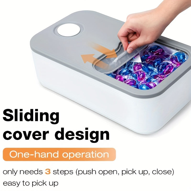 Laundry Pods Container – Large Capacity Holder with Sliding Lid for Laundry Room Organization