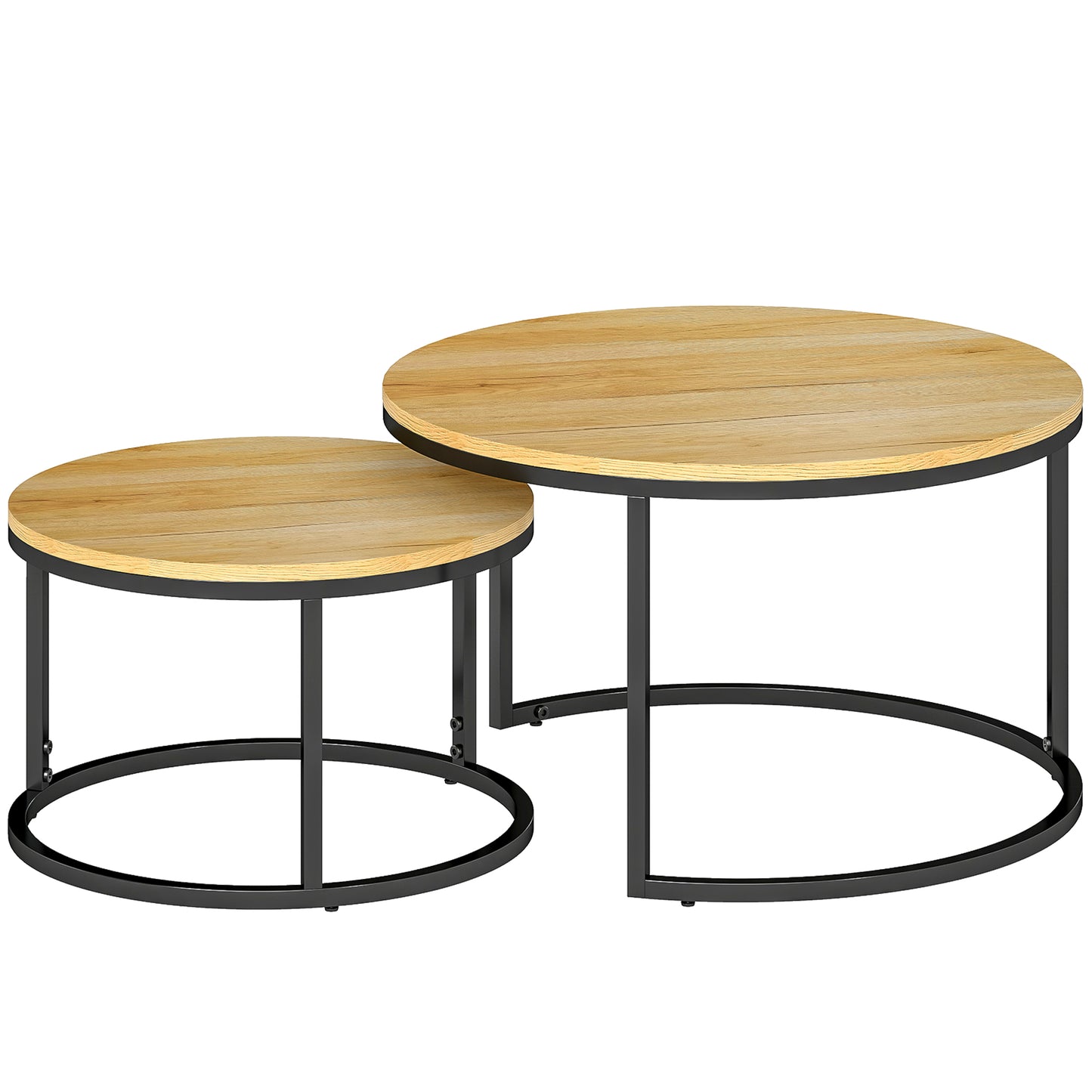 Set of Two Wood-Effect Stacking Tables- Natural