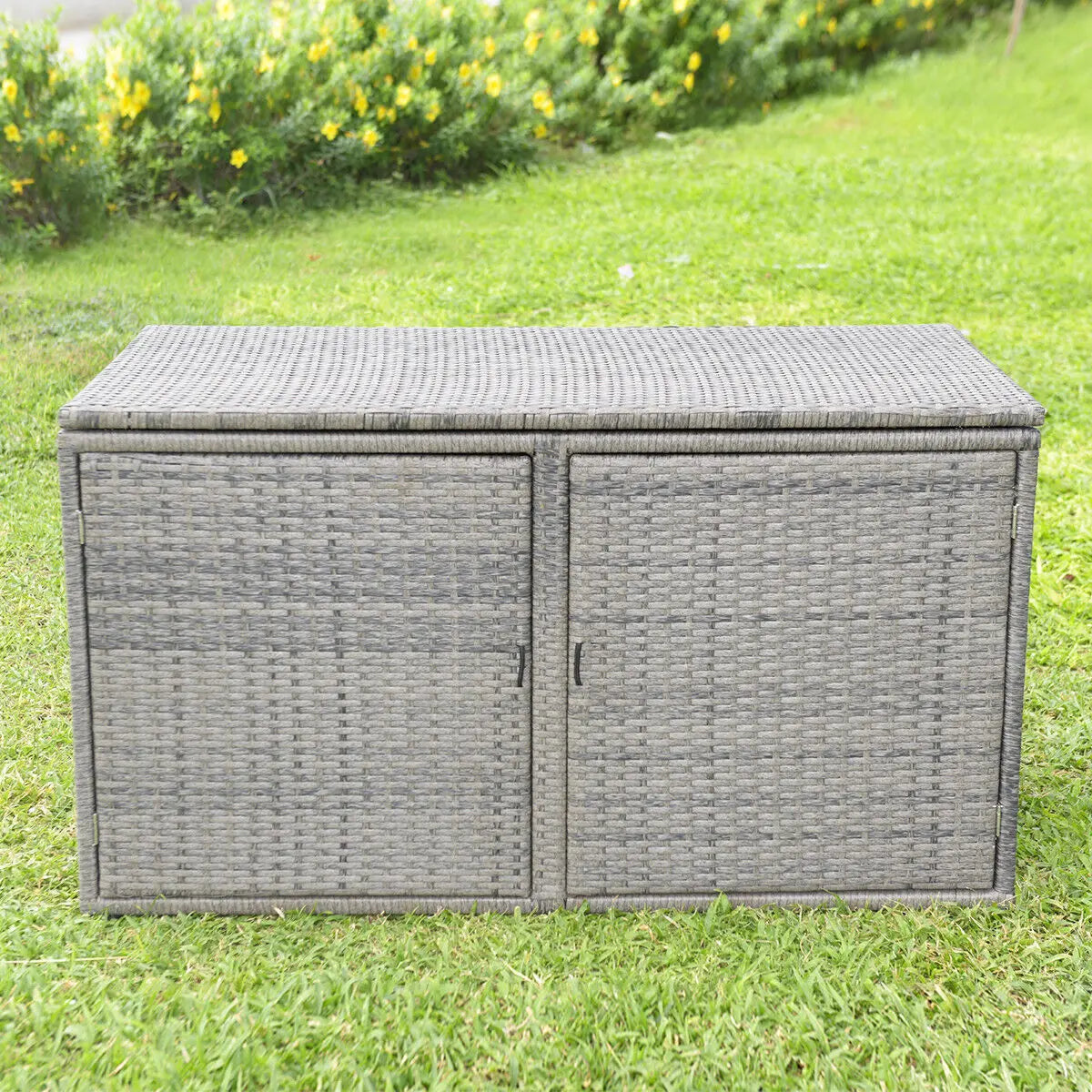 330L Outdoor Rattan Storage Box with Shelves – Weather-Resistant Patio Storage Chest for Cushions, Garden & Poolside
