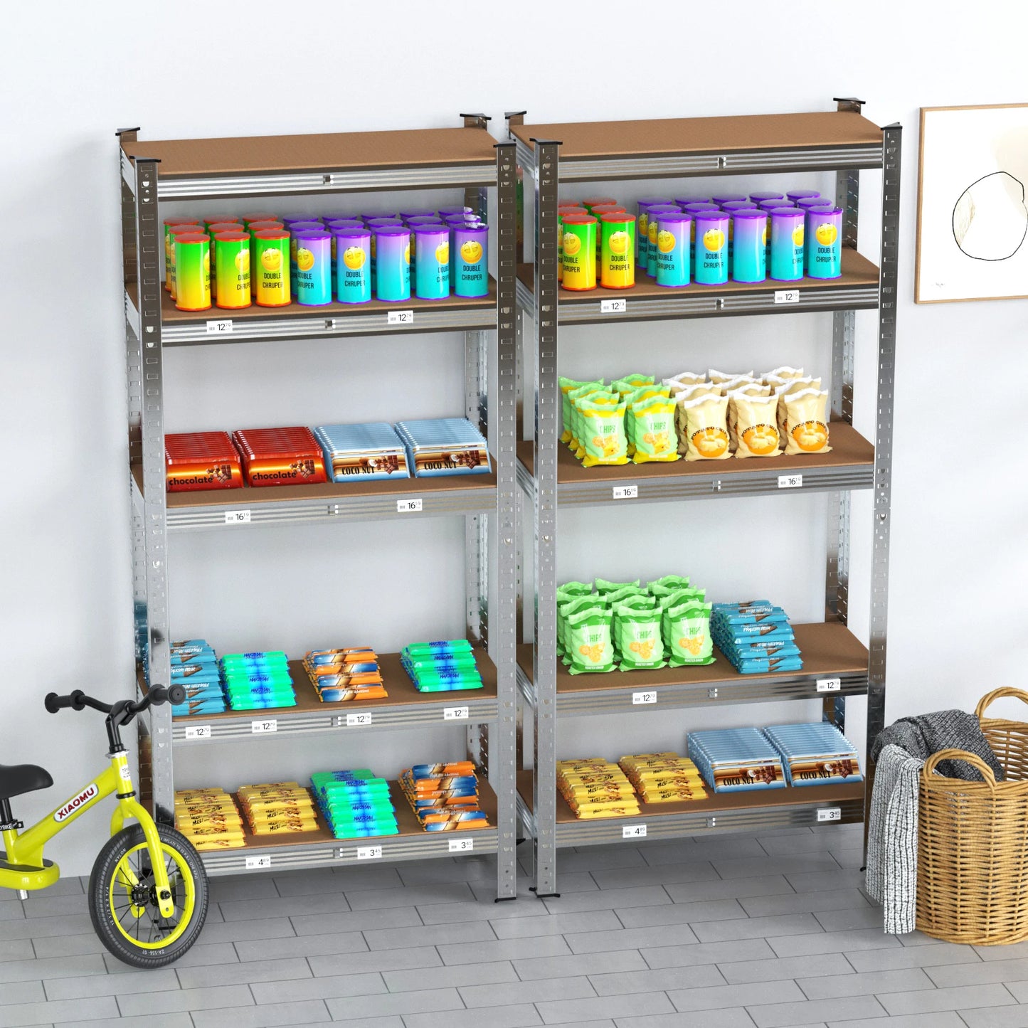 Heavy Duty 5-Tier Adjustable Metal Shelf Rack – 875KG Industrial Storage Unit for Workshop, Garage, Office & Home