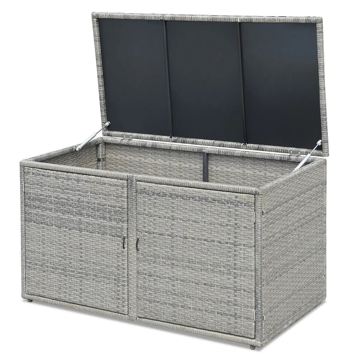 330L Outdoor Rattan Storage Box with Shelves – Weather-Resistant Patio Storage Chest for Cushions, Garden & Poolside