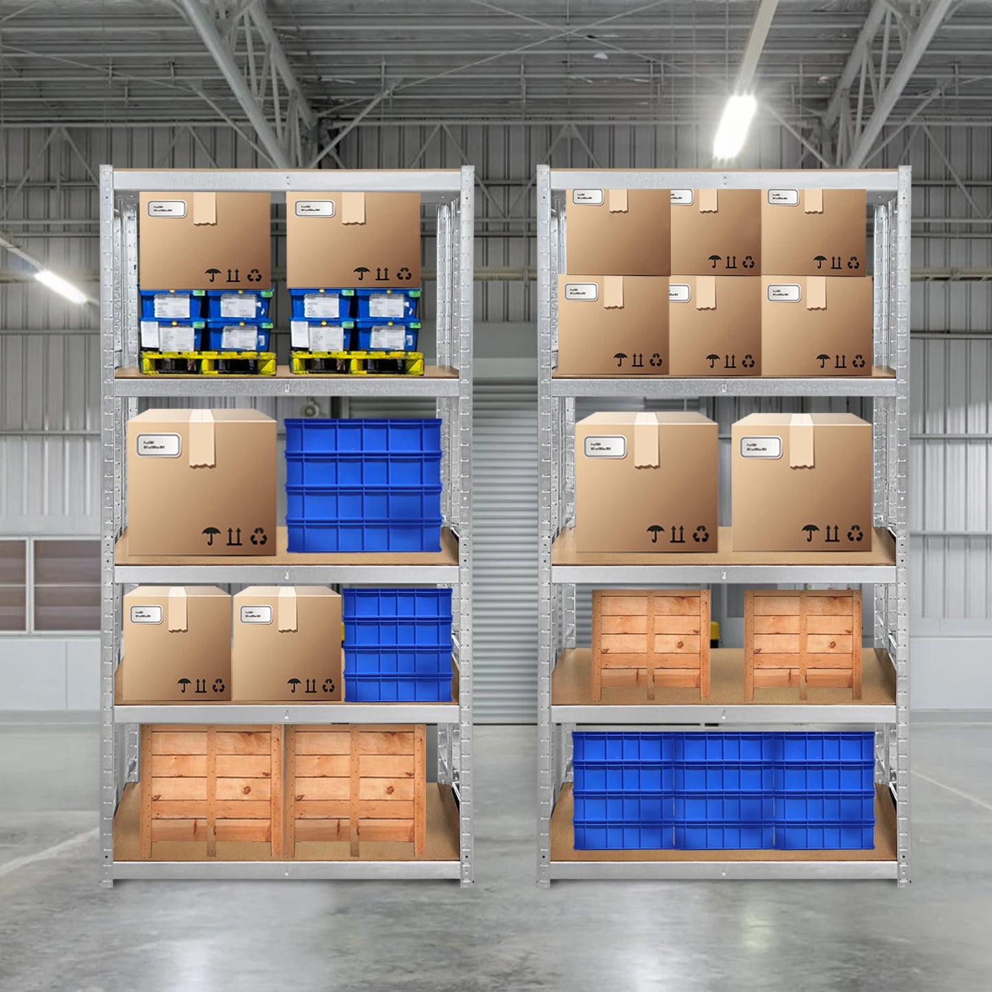 Heavy Duty 5-Tier Adjustable Metal Shelf Rack – 875KG Industrial Storage Unit for Workshop, Garage, Office & Home