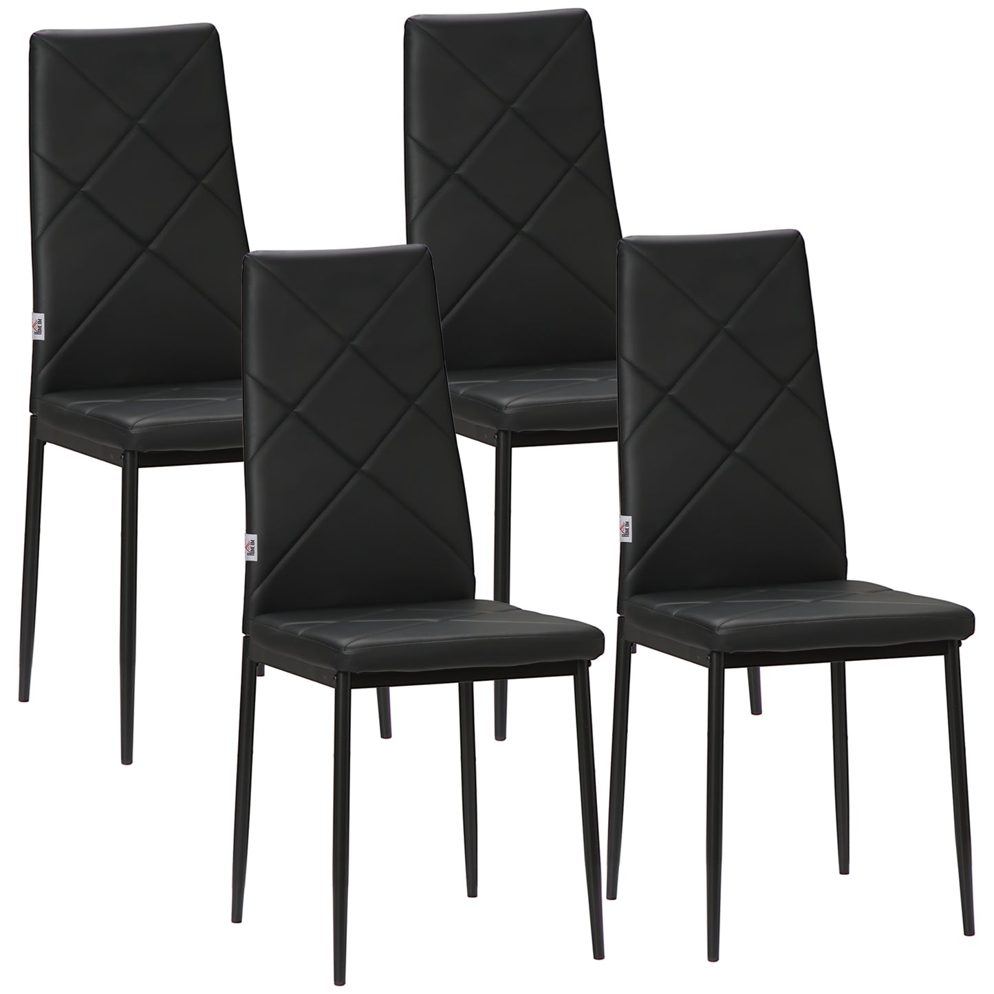 Set of 4 Faux Leather Dining Chairs- Black