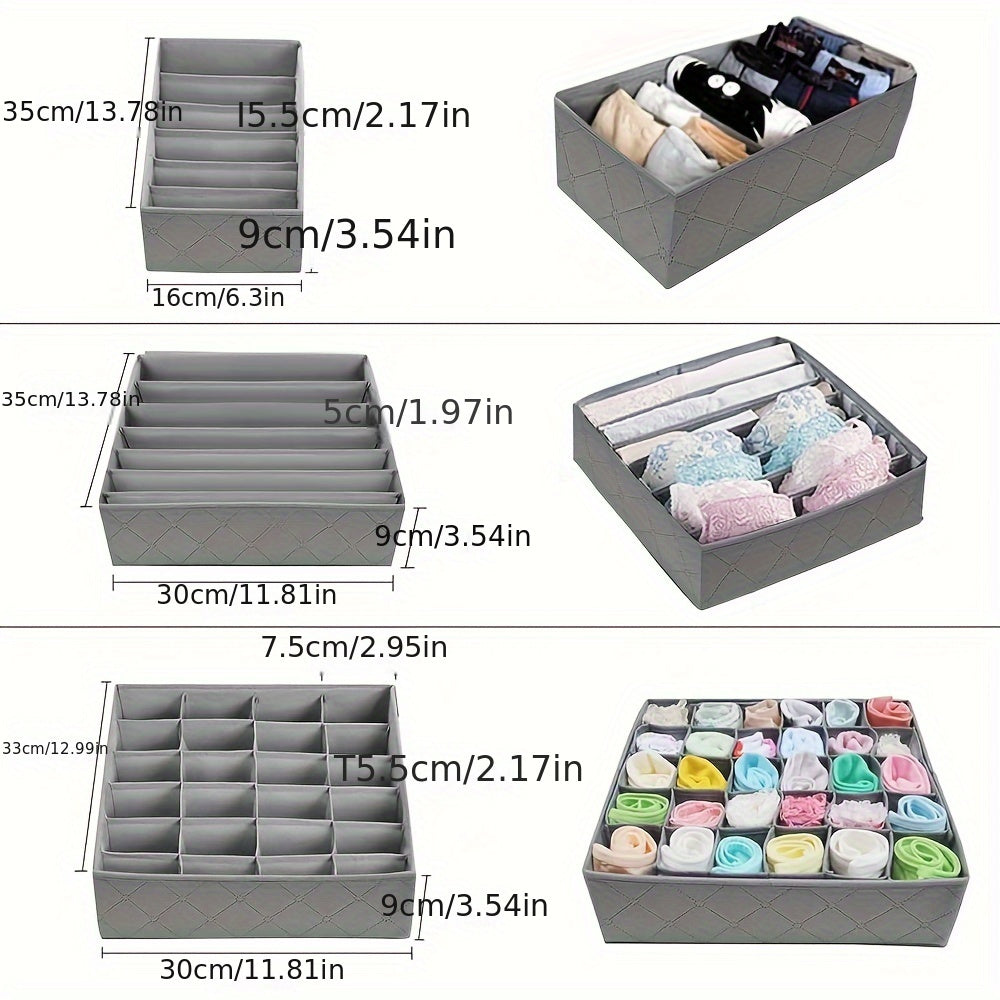 3pcs Fabric Drawer Organizers – Foldable Storage Dividers for Clothes, Underwear, Socks, Bras