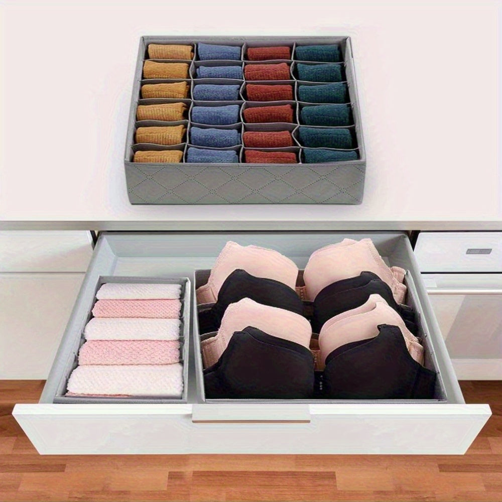 3pcs Fabric Drawer Organizers – Foldable Storage Dividers for Clothes, Underwear, Socks, Bras