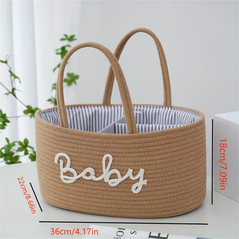 1pc Woven Storage Basket – Portable Organizer for Bedroom, Kitchen, Bathroom & Mother Bag Storage
