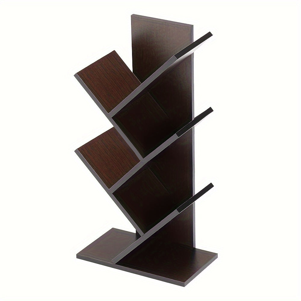 Desktop Wooden Multi-Layer Tree Bookshelf – Vertical Desk Organizer and Space-Saving Display Shelf