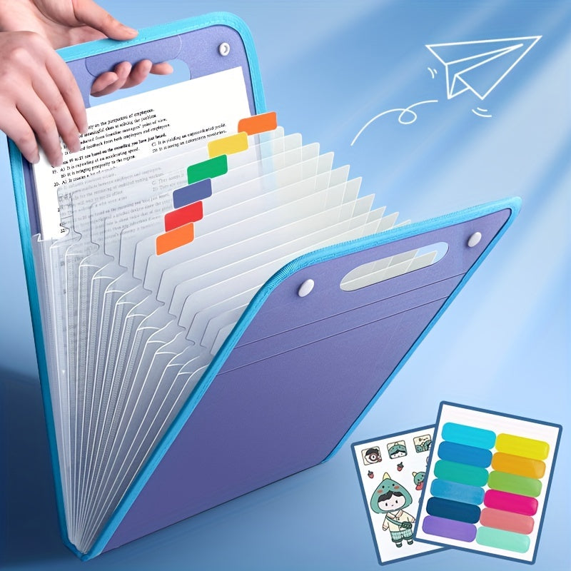 A4 Portable 13-Grid Expanding File Folder – Translucent Document Bag
