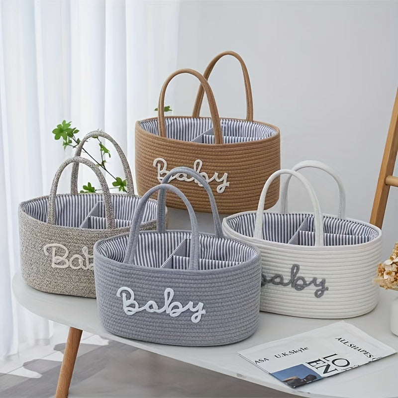 1pc Woven Storage Basket – Portable Organizer for Bedroom, Kitchen, Bathroom & Mother Bag Storage