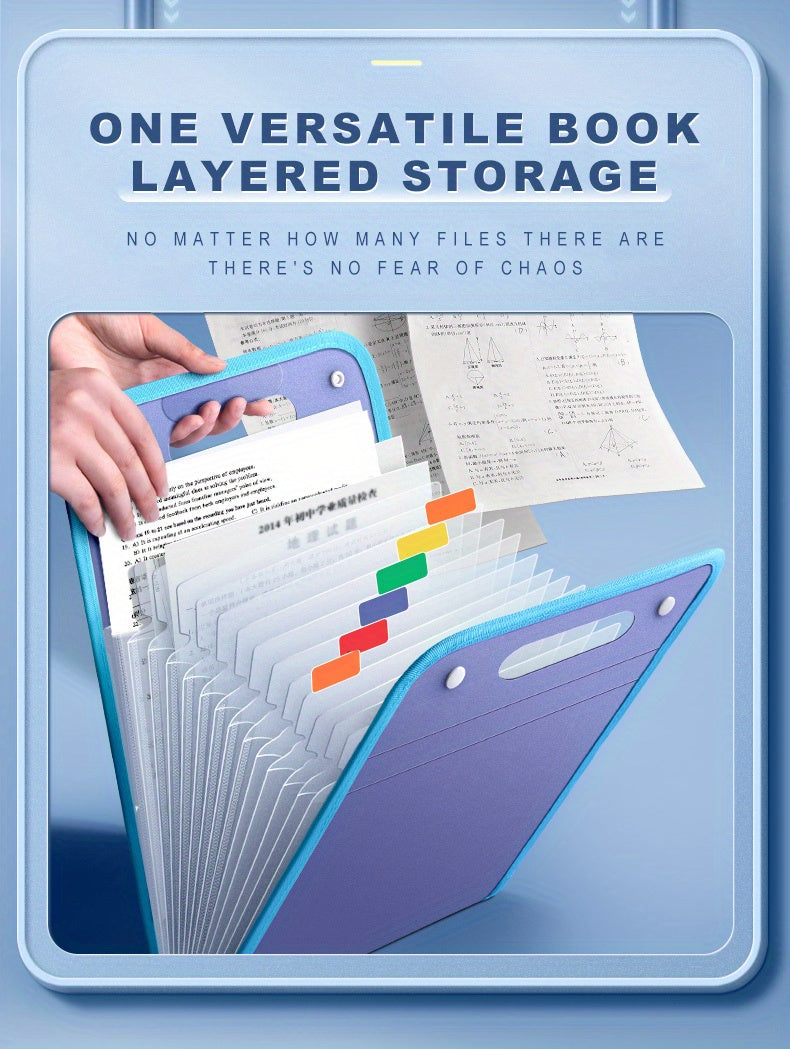 A4 Portable 13-Grid Expanding File Folder – Translucent Document Organizer Bag