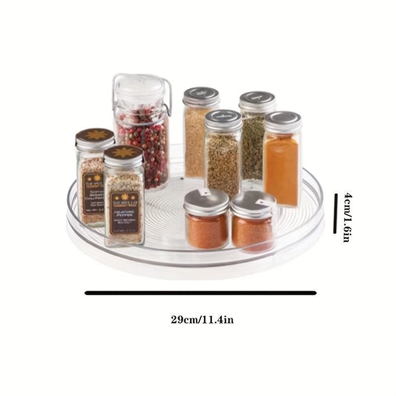 360° Rotating Turntable Storage Box – Divided Transparent Container for Condiments and Food