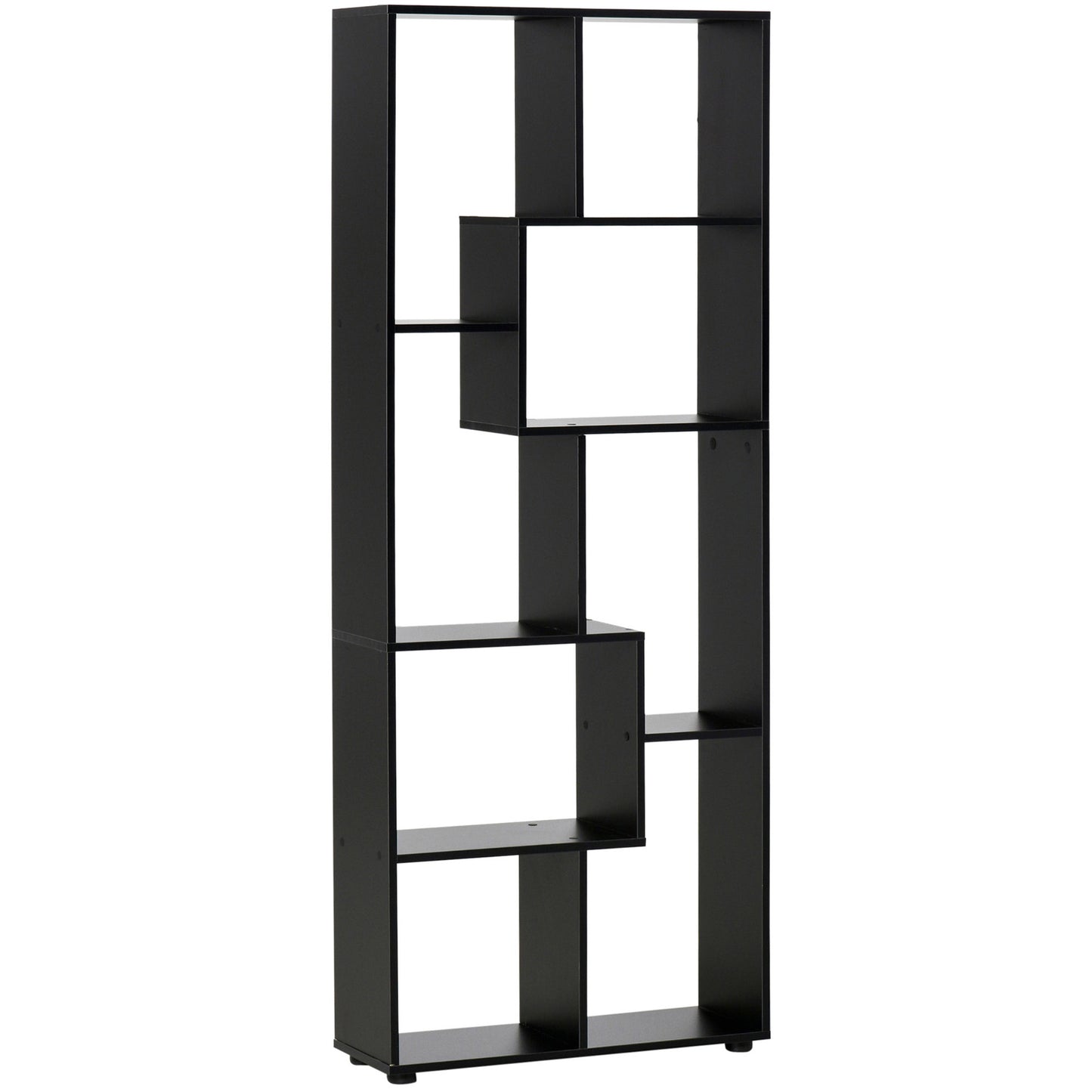 8-Tier Freestanding Bookcase w/ Melamine Surface Anti-Tipping Foot Pads Home Display Storage Grid Stand Bedroom Living Room Furniture Modern Style- Black
