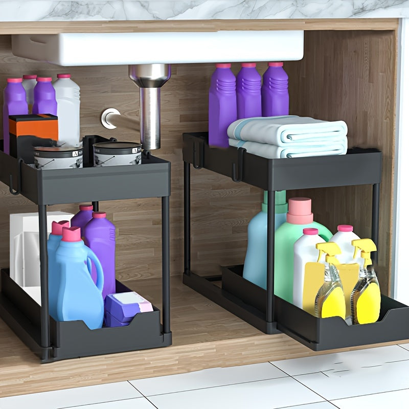 2-Tier Pull-Out Under-Sink Organizer – Space-Saving Kitchen & Bathroom Storage Rack