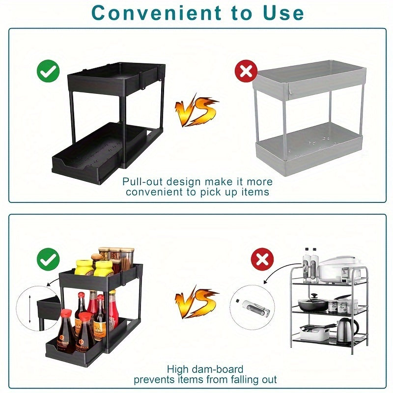 2-Tier Pull-Out Under-Sink Organizer – Space-Saving Kitchen & Bathroom Storage Rack