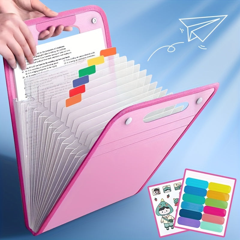 A4 Portable 13-Grid Expanding File Folder – Translucent Document Organizer Bag
