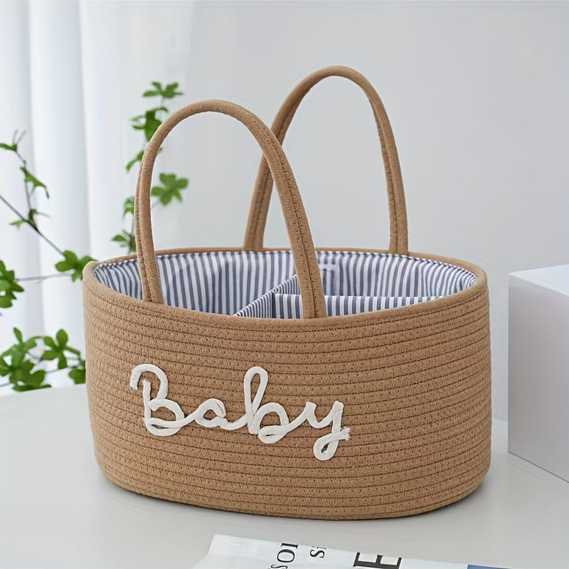 1pc Woven Storage Basket – Portable Organizer for Bedroom, Kitchen, Bathroom & Mother Bag Storage