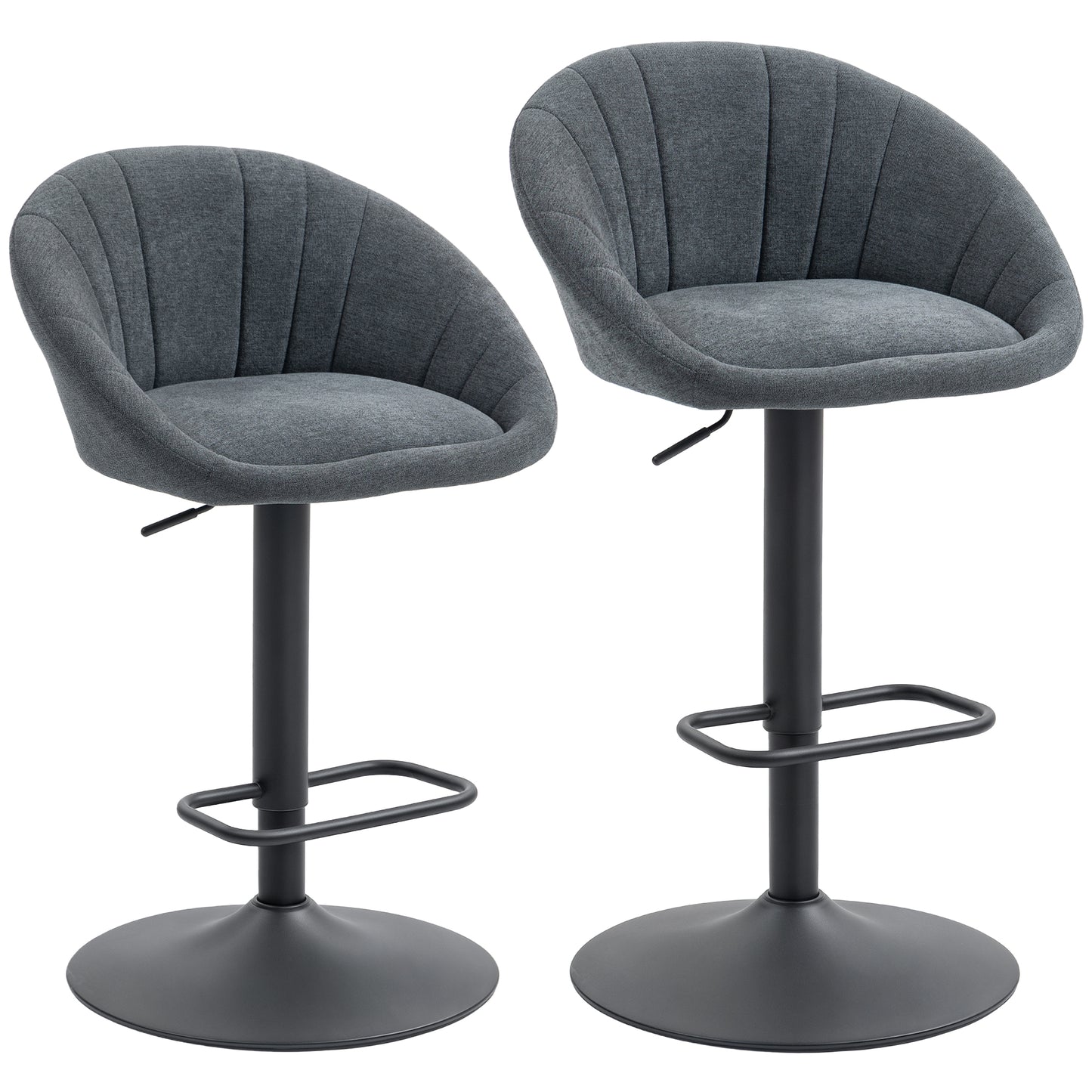 Set of Two Relaxed Tub Bar Stools- Dark Grey