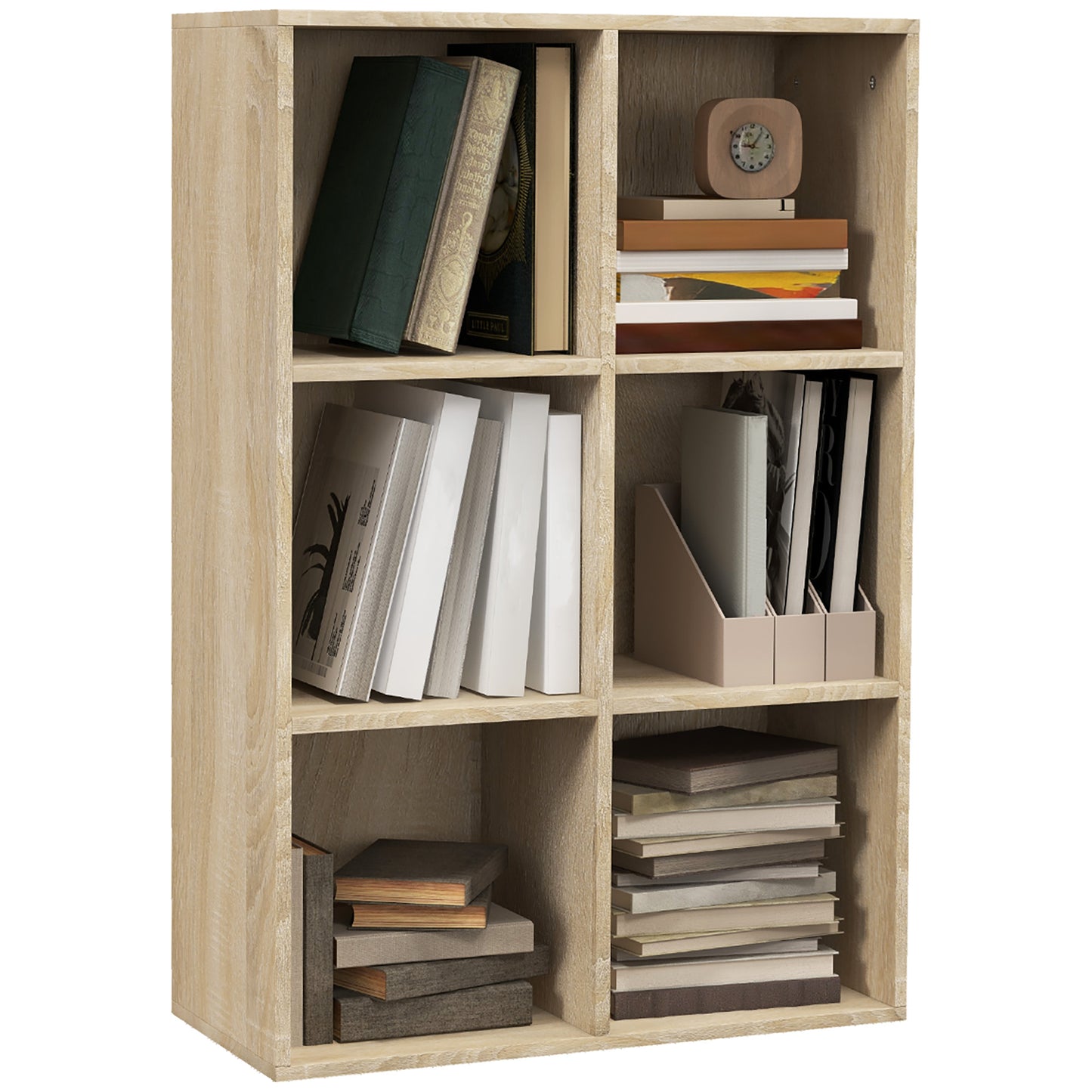 Six-Cube Bookcase- Oak Wood Effect
