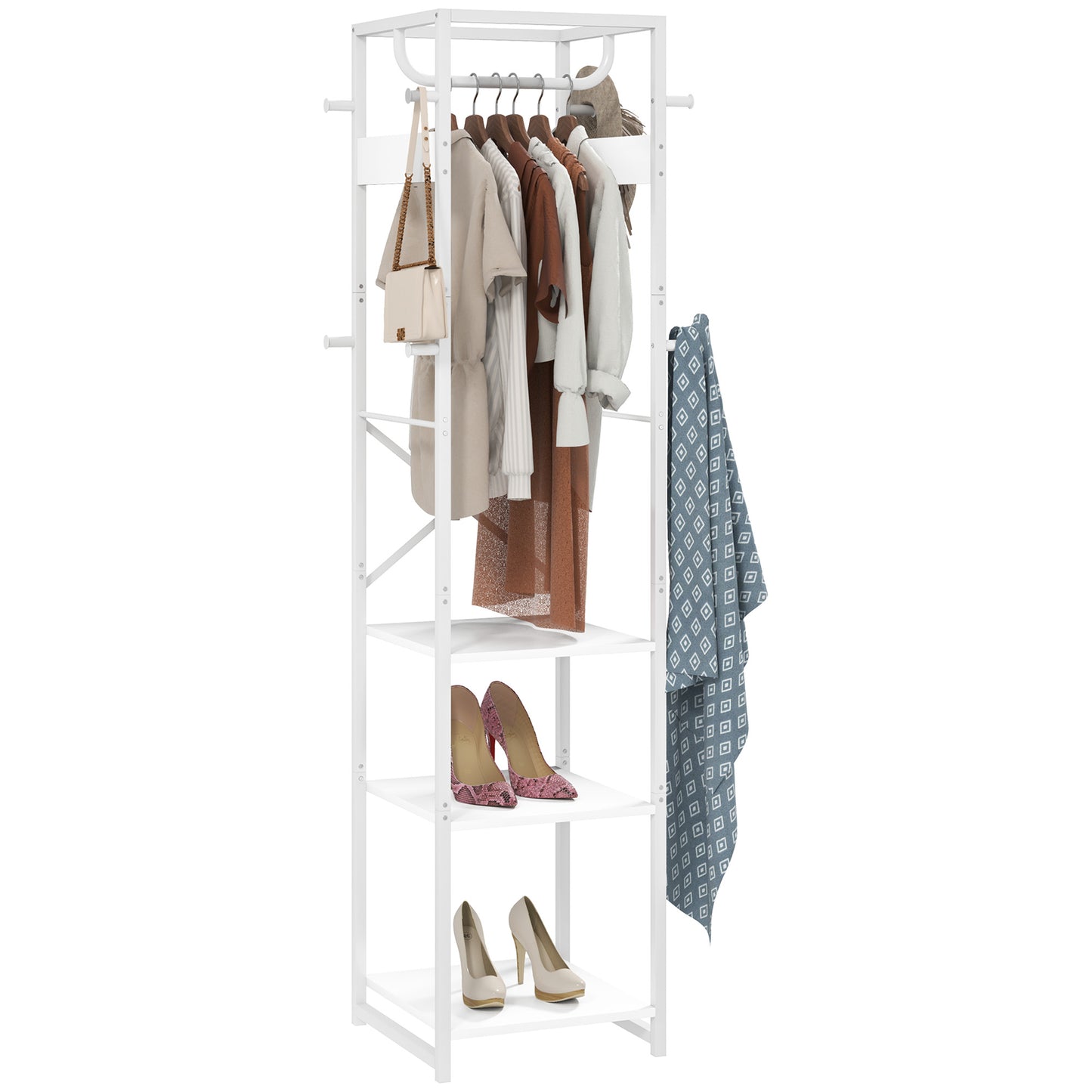 Multi-Storage Clothes Rack- White