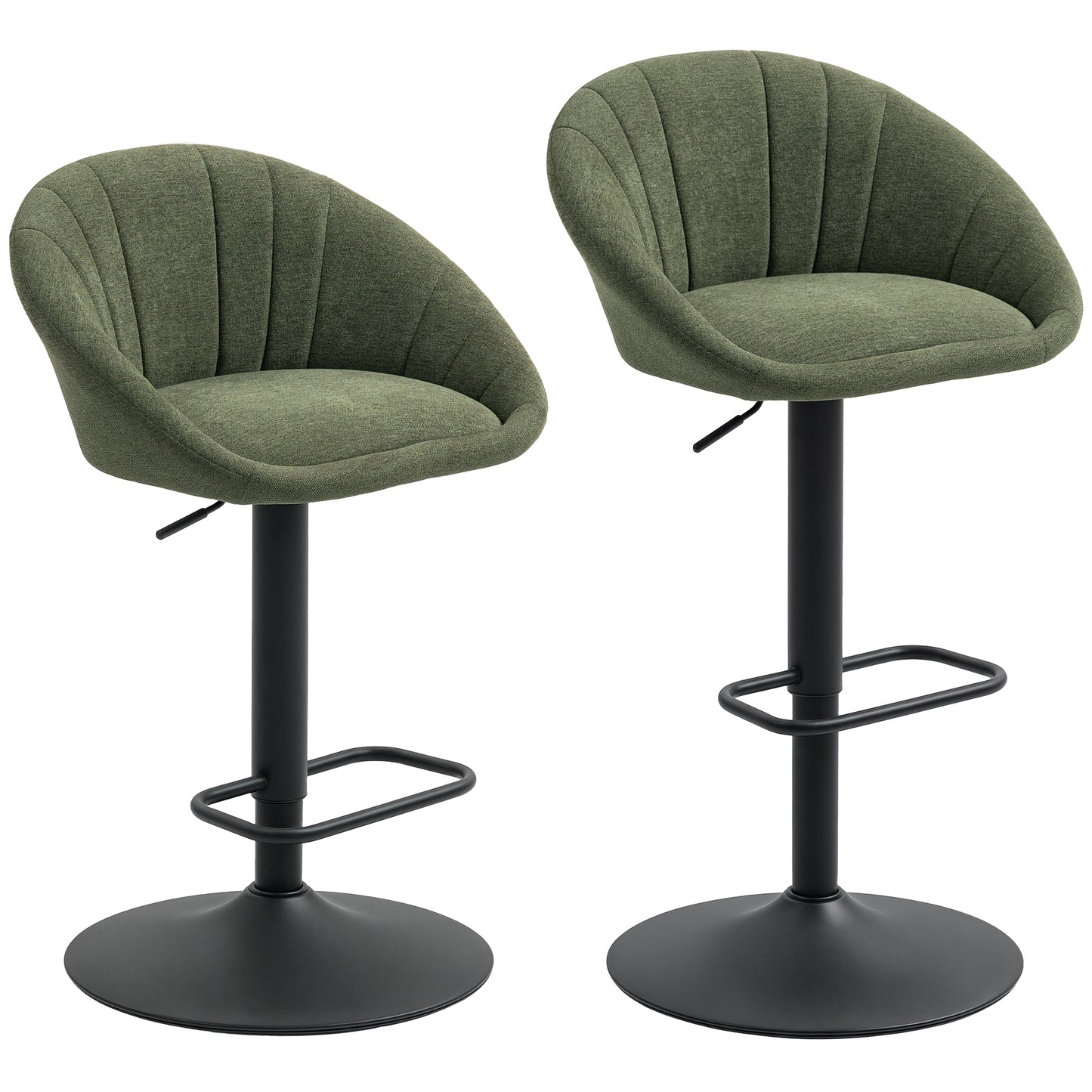 Set of Two Relaxed Tub Bar Stools- Dark Green