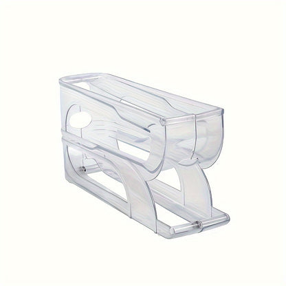 3-Tier Sliding Egg Holder – Clear Plastic, Space-Saving Refrigerator Storage Rack with Automatic Rolling Feature