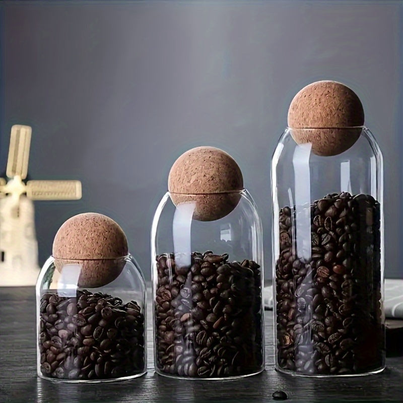 3 Piece Glass Snack Storage Jars with Lids and Spoons – Large Capacity Transparent Containers