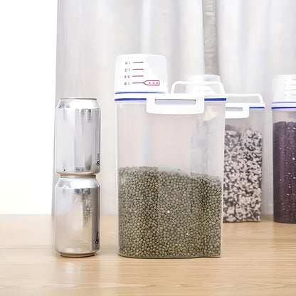 1.5kg/2kg Food Storage Container with Measuring Cup – Moisture-Proof Plastic Jar