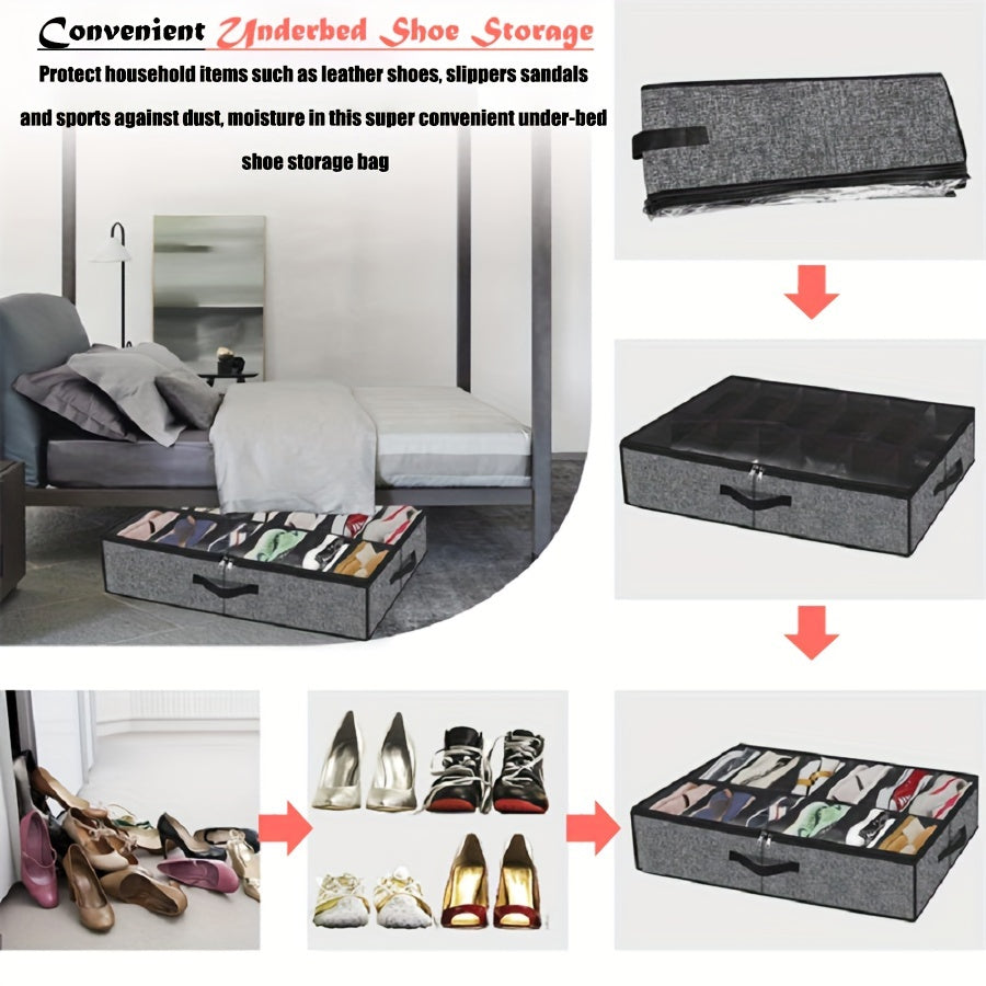 2x Foldable Under Bed Shoe Storage Organizer, Dustproof & Space-Saving Shoe Storage