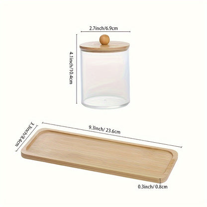 3pcs Premium Plastic Cotton Swab Holder Set – Compact Bathroom Storage Containers with Lids for Cotton Swabs, Balls, Pads, and Accessories