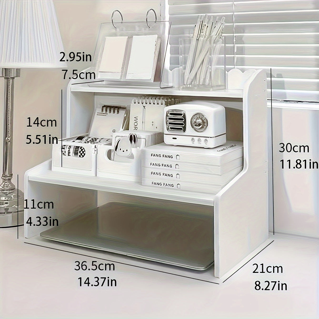 Wooden Desktop Storage Rack – White Cosmetics and Student Desk Organizer
