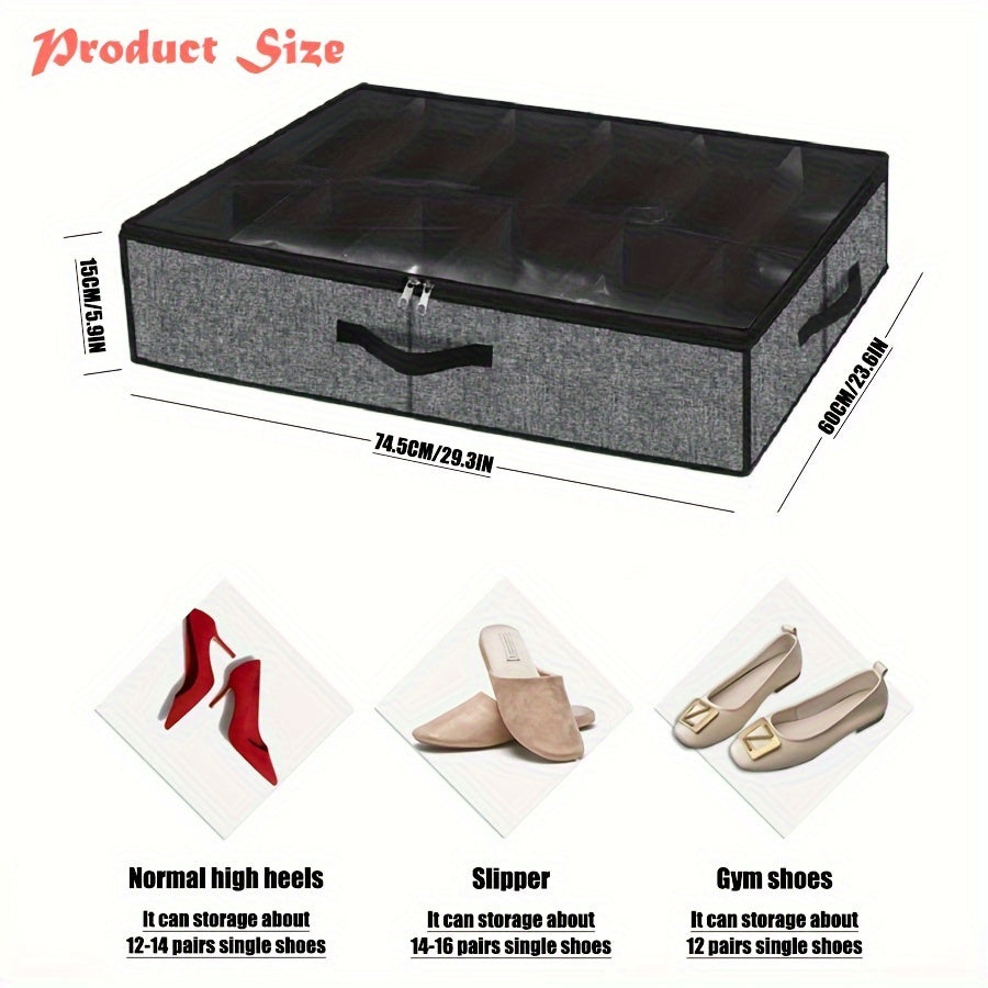 2x Foldable Under Bed Shoe Storage Organizer, Dustproof & Space-Saving Shoe Storage