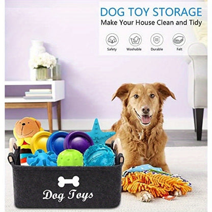 Cozy Felt Pet Toy Storage Box – Organize Toys, Blankets, Leashes & Food