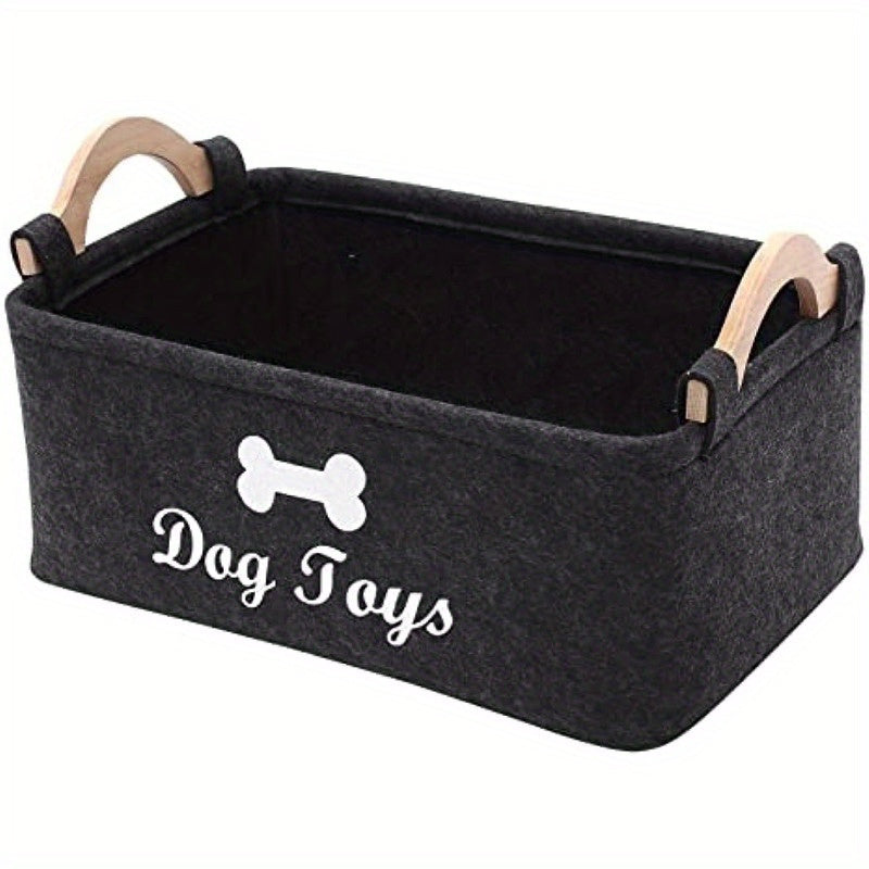 Cozy Felt Pet Toy Storage Box – Organize Toys, Blankets, Leashes & Food