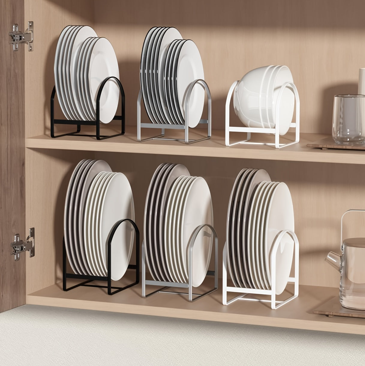 4-Pack Arch-Shaped Dish Racks – Black or White Metal Kitchen Storage Organizer