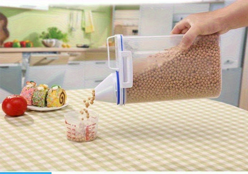 1.5kg/2kg Food Storage Container with Measuring Cup – Moisture-Proof Plastic Jar